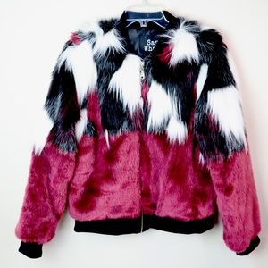 Say What Faux Fur Jacket with pockets SZ XL